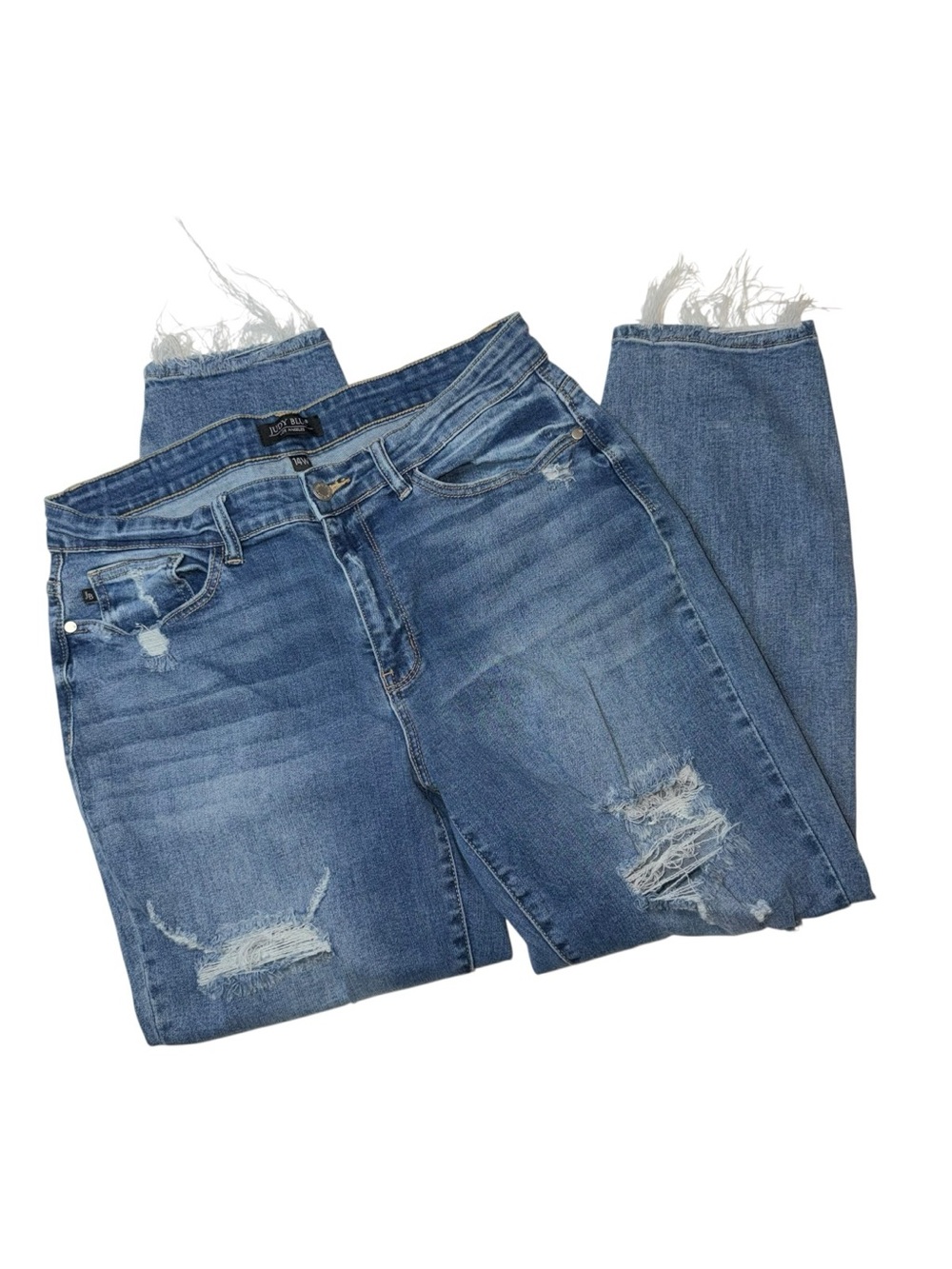 Judy Blue Medium Blue Distressed Ankle Crop Jeans